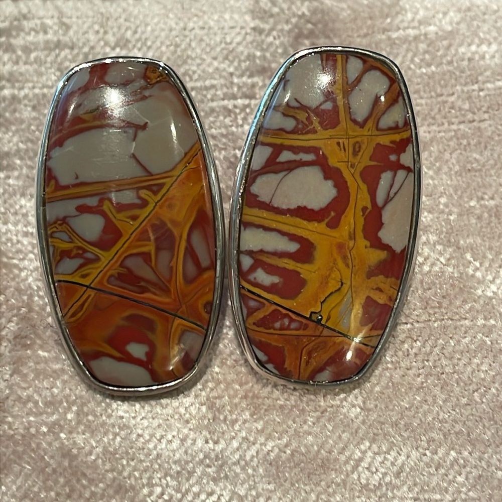 JAY KING Noreena Picture Jasper Sterling 925 Oblong Earrings